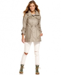 Go for on-trend utility style with this Buffalo Jeans lightweight raincoat -- perfect for staying fashionable while staying dry!