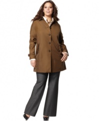 With clean lines and simple styling, this Jones New York plus size coat is a perfect spring staple for damp days!