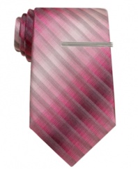 Turn to this bold striped tie from Alfani to add a sleek pattern to all of your Monday through Friday looks.