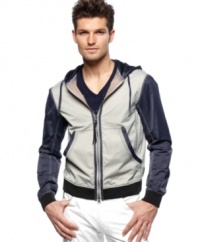 Layer up your look with this hooded jacket from Armani Jeans.