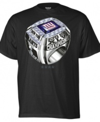 Lords of the Ring.  Eli and co. dominated the Patriots. Now you can show of their hardware with this championship t-shirt from Reebok.