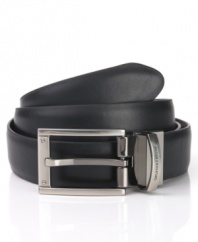 Double your dress options with this versatile leather belt from Geoffrey Beene.