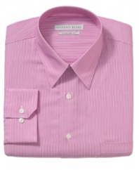 Warm up your standard collection of dress shirts with this pink striped style from Geoffrey Beene.