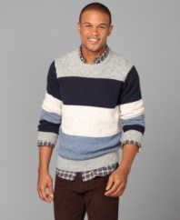 Perfect blocking. Make a few bold moves in this color-blocked sweater from Tommy Hilfiger.
