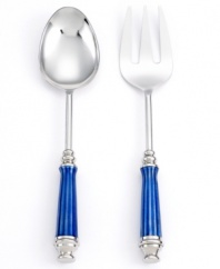 Handcrafted in stainless steel with Parisian blue handles, these servers from Simply Designz serveware scoop and plate every part of the meal with stylish perfection.