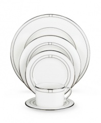 Leave it to kate spade to improve the traditional china pattern. Reminiscent of seed pearls, her signature monogram lends a lustrous accent to the Noel Alabaster saucer.