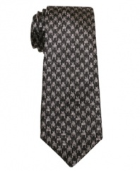 With a natty throwback pattern, this wool houndstooth skinny tie from Bar III is instantly dapper.