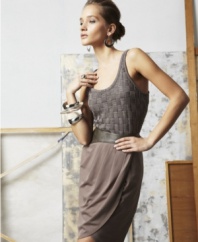 A faux-leather waistband contrasts this softly draped doo.ri for Impulse wrap-style skirt -- perfect for elegant-edge!