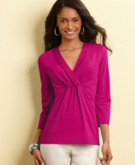 Irresistible style at an amazing everyday price: Charter Club's stretch cotton top with a flattering crossover neckline.