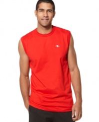 Heading to the gym? Keep your cool while you kick it up a notch and throw on this sleeveless jersey crew neck from Champion.