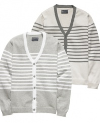 A sweater with instant swagger. This cardigan from American Rag goes let you weather the chill in style.