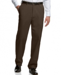 Lightweight and super comfortable, these flat front pants from Haggar makes a great choice any day of the week.