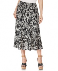 Add some spice to your wardrobe with JM Collection's ikat print skirt!