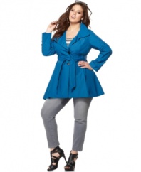 The A-line shape lends a feminine flair to this Steve Madden plus size coat -- perfect for a stylish spring look!