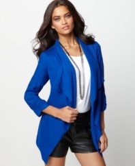 Amp up your look with this vibrant blazer from Buffalo Jeans. The draped silhouette and soft, lightweight feel make it a layering essential with a modern twist!