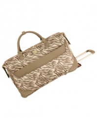 Go with your animal instincts! Sophistication is a given with an exotically chic carryall over your arm. Fitting in all of the day's particulars so you can brave any wilderness with the prowess of a world traveler. 10-year warranty.
