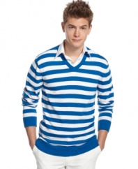 This nautical-striped sweater from Kenneth Cole Reaction is a seaworthy addition to your spring style.