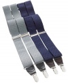 Contrasting embroidered accents and polished metal clasps add subtle elegance to these adjustable Clube Room suspenders.