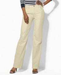 The epitome of contemporary style and comfort, the chic Biltmore chino by Lauren Jeans Co. is rendered in soft, lightweight cotton twill and designed for a loose, relaxed fit with optional rolled cuffs inspired by the classic Boyfriend jean.