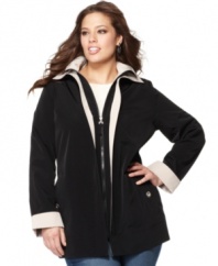 A contrast lining adds a stylish touch to this Nautica plus size coat perfect for damp spring days -- an everyday value!