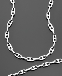 Gleaming stainless steel lendsa modern feel. Chain measures 24 inches; bracelet measures 8-1/2 inches.