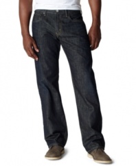 Tired of those too-skinny blues? Keep it loose and laid back with these loose, straight-fit jeans from Levi's.