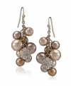 Add some glitz with these golden clusters from Carolee. Earrings feature gold glass pearls in varying hues and a crystal covered drop bead. Crafted in gold-plated mixed metal. Approximate length: 1-5/8 inches.