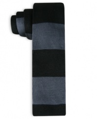 Put a vintage twist on any dressed-up combination and accent your favorite looks with this striped knit tie from Alfani RED.