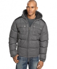 Greet the elements in comfort and streetwise style. This jacket from Sean John has you covered.