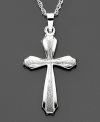 Pure and elegant, this stylized Florentine cross pendant is crafted in 14k white gold. Approximate length: 1-1/4 inches. Chain not included.