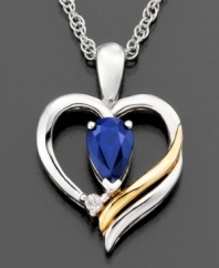 Stay true to your heart. This gorgeous pendant features round-cut sapphire (1/2 ct. t.w.) and diamond accents set in 14k gold and sterling silver. Approximate length: 18 inches. Approximate drop: 3/4 inch.