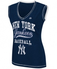 Finally! A fan favorite fit just for you-this New York Yankees MLB tank from Majestic Apparel is a homerun.