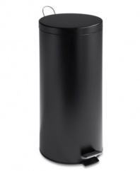 Sleek and unassuming with a sophisticated black matte finish, the round design seamlessly fits into any space. A quick-clip liner holder keeps tabs on heavy trash, making removal and clean-up a breeze. Limited lifetime warranty.