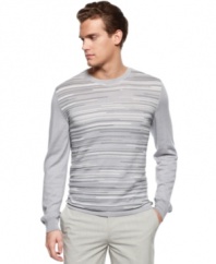 Add this striped sweater from Calvin Klein to your casual  lineup.