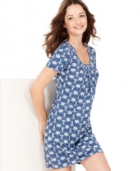 Sail away into sleep in this high-seas inspired sleepshirt by Nautica. An effortlessly adorable way look cute while keeping comfortable.