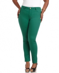 Score one of the season's ultra-hot trends with Fire's skinny plus size jeans, finished by colored washes!