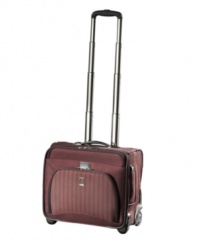 A lighter construction and fashion-forward design put you on the fast track to your destination with easy-glide removable wheels and a retractable handle that stops at different heights for travelers of all sizes and preferences. Built durable from ballistic nylon, this rolling tote is the perfect quick trip companion! Limited lifetime warranty.