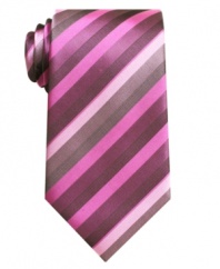 Stripe it up. A clean pattern in a fresh palette helps this John Ashford tie brighten your day.