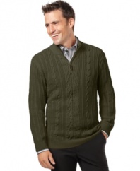 Infuse some texture in your look and layer up in this marled chunky quarter-zip sweater from Tasso Elba. (Clearance)