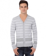 Not your grandpa's knits-the current climate calls for this sharp cardigan from Buffalo David Bitton.