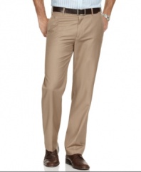 Start climbing the corporate ladder in these streamlined, flat-front pants from Tasso Elba.