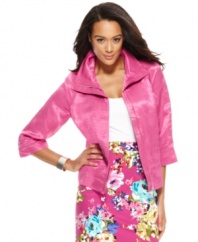 This breezy cropped jacket from Charter Club features a chic relaxed fit and vibrant color to punch up spring days!