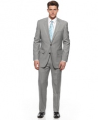 Inspired by timeless styles, this grey step-weave suit from Alfani offers the ultimate in classic sophistication.
