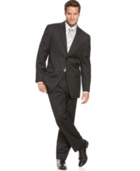 Add a little bit of classic style to your collection of suits and turn to this charcoal stripe.