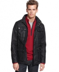 This moto-inspired jacket from Kenneth Cole is a lightweight layer ideal for the season.