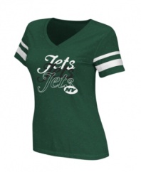 Flaunt your team spirit with the chic sparkle and vintage varsity feel of this New York Jets tee from Reebok. (Clearance)