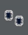 Give every look the royal touch. These stunning stud earrings are set in ornate 14k white gold with emerald-cut sapphires (2-1/3 ct. t.w.) and round-cut diamonds (1/3 ct. t.w.). Approximate diameter: 1/2 inch.