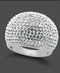 Add some disco-chic drama! Kaleidoscope's sparkling cocktail ring shines in white crystals with Swarovski Elements. Set in sterling silver. Size 7 and 8.
