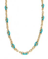 Tap into the long layer trend. Charter Club's ocean-inspired necklace adds a summery touch with turquoise resin and gold tone mixed metal links. Approximate length: 36 inches.