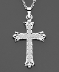 A reverent design set in 14k white gold. This Florentine cross pendant is approximately 1-1/4 inches long. Chain not included.